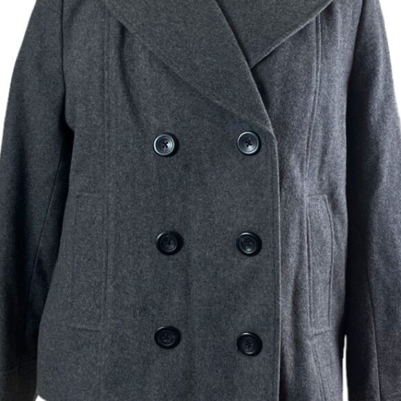 Merona Women’s Winter Pea Coat Double Breasted Wool Blend Gray Size XXL - Picture 10 of 13
